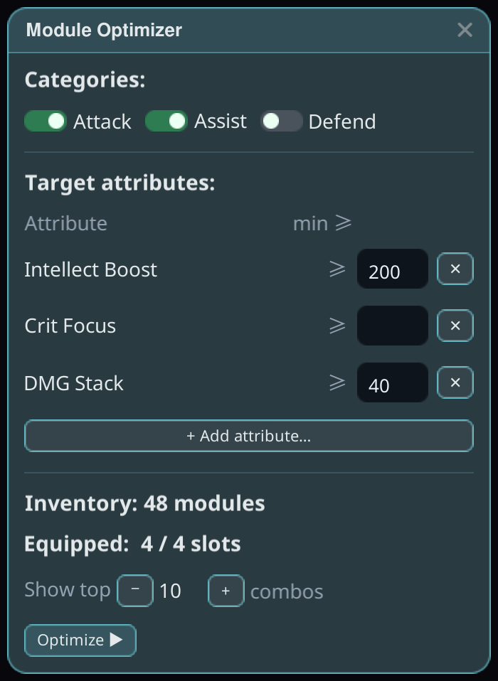 Module Optimizer plugin overlay